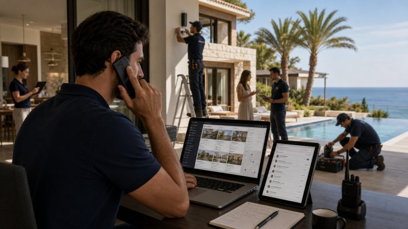 Un city manager d'une conciergerie qui gère les problèmes dans une villa
