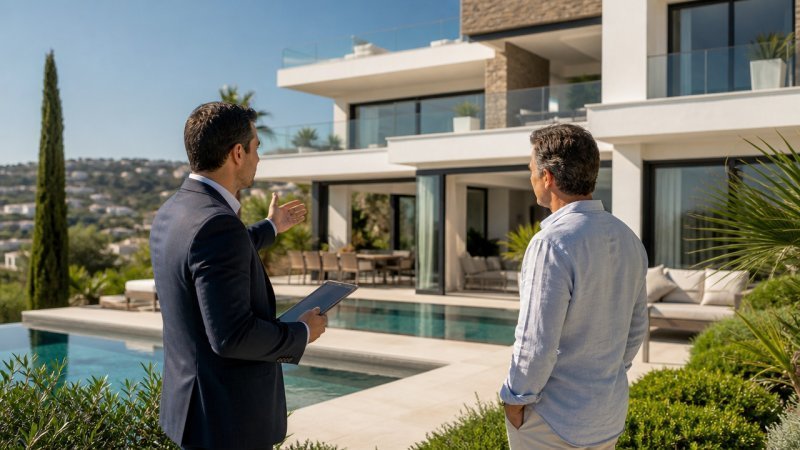 Un city manager d une conciergerie qui visite la villa d un propriétaire pour l évaluer
