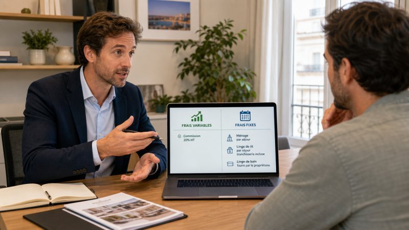 Une conciergerie qui explique la répartition des coûts à un client