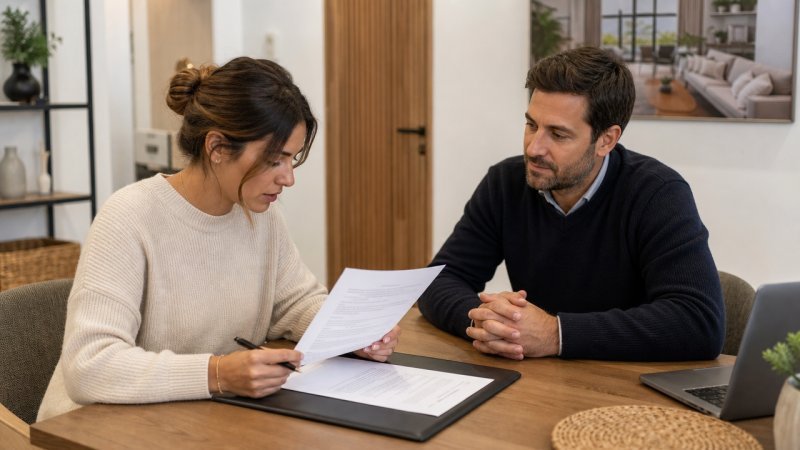 Une personne en train de lire les clauses d'un contrat de conciergerie Airbnb